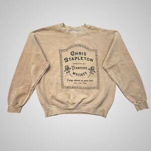 Chris Stapleton Tennessee Whiskey Graphic Sweatshirt Tan Mens Medium 2022 Tour